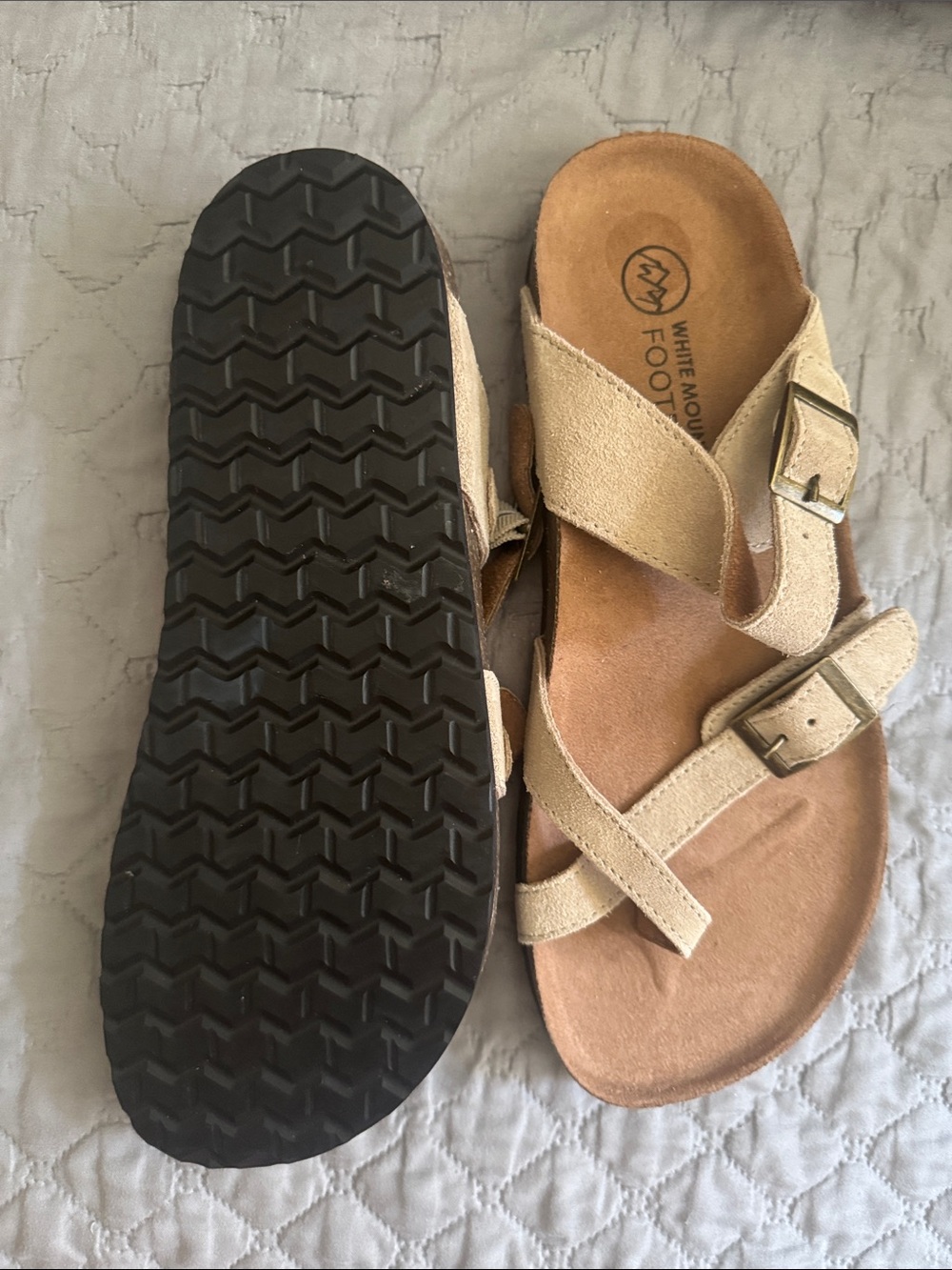 White Mountain Kids Tan Suede Buckle Slide Sandals